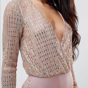Misguided sequin plunge bodysuit